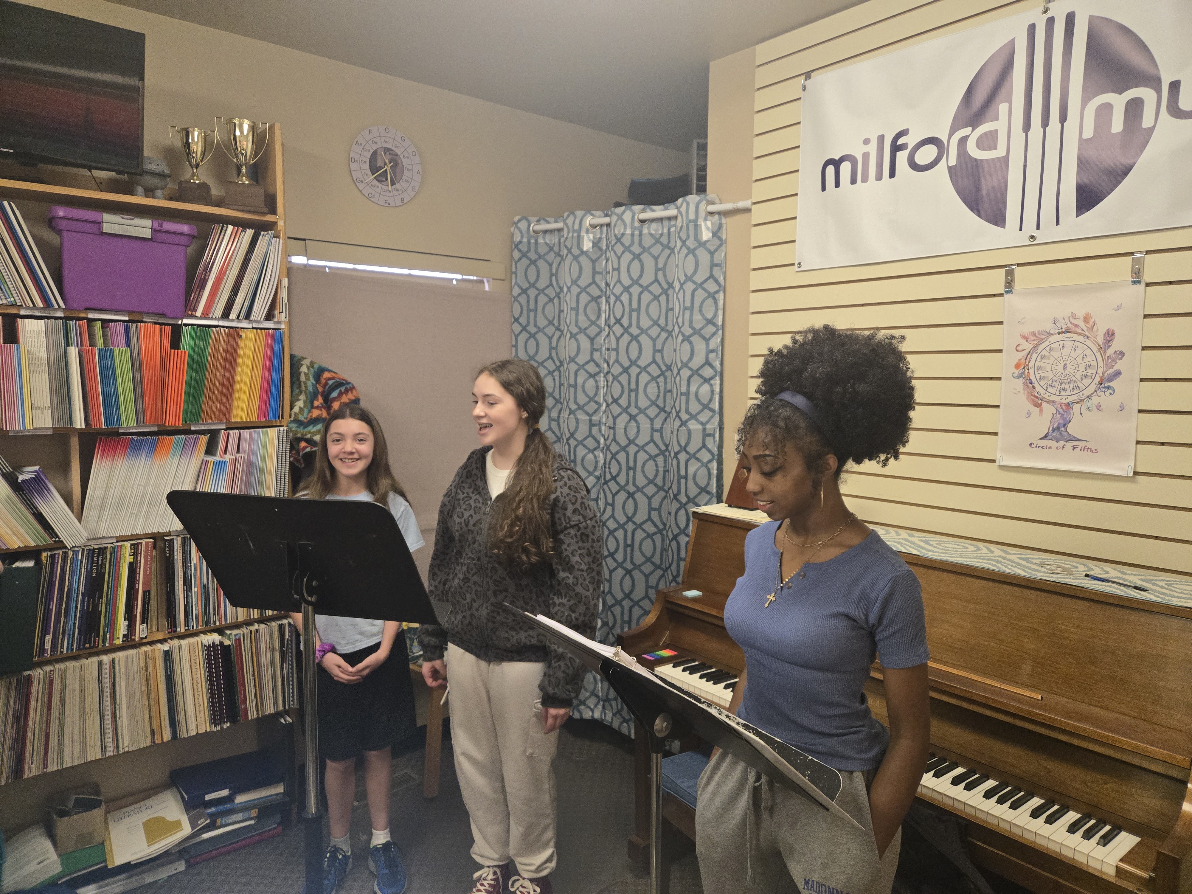 Students rehearsing together in an ensemble class
